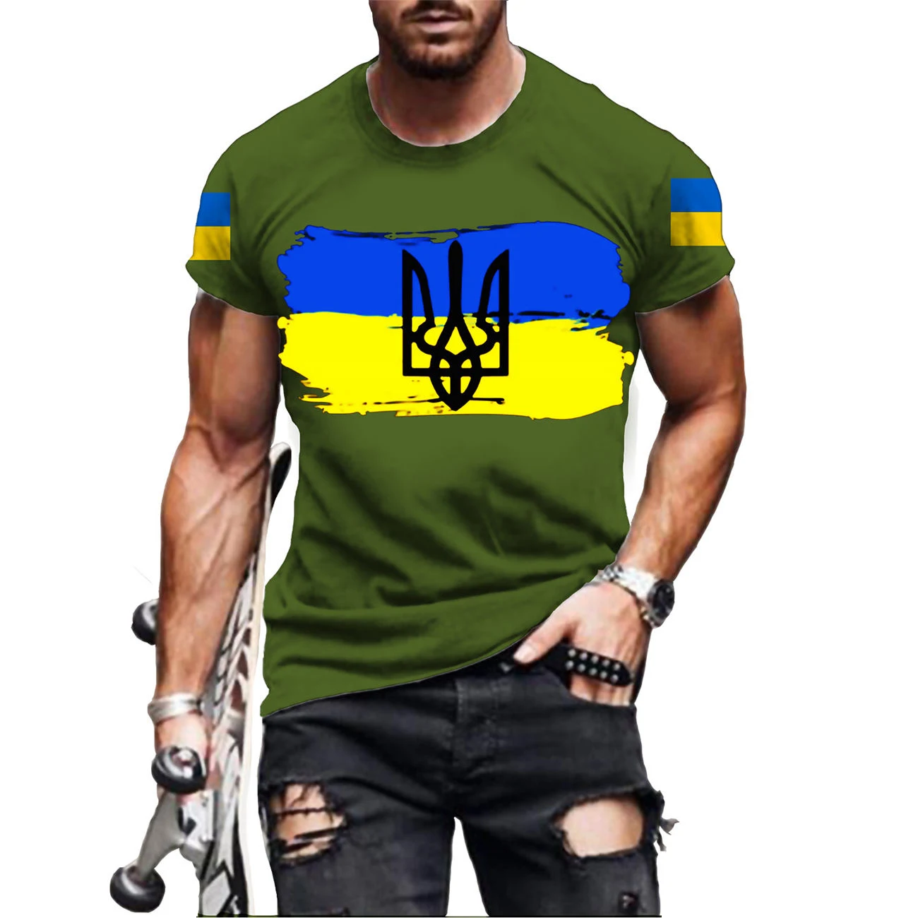 3D Print Ukrainian National Emblem T Shirt For Men Summer Vintage Casual O-neck Oversized Tees Tops Camisetas De Hombre