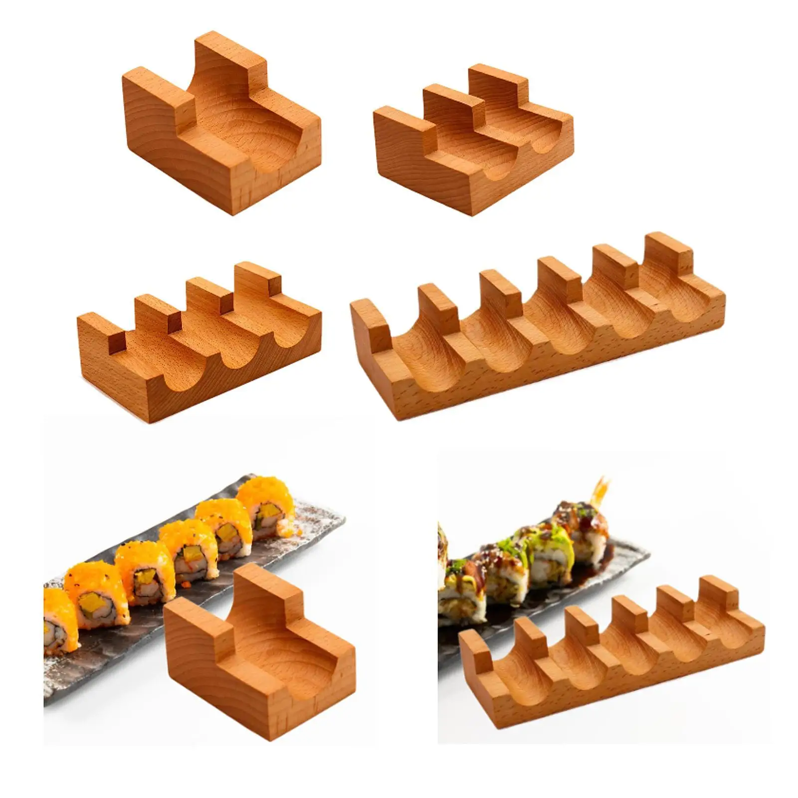 Holz Sushi Halter Serviertablett Rustikale Neuheit Rack Display Stand Sushi Hand Rollenhalter für Party Restaurant Esszimmer
