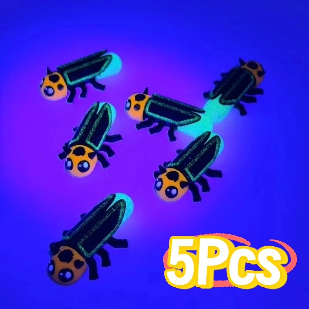 5Pcs 3D Printed Luminous Firefly Figurine Creative Glow-in-the-Dark Mini Fireflies Statue Cool Funny Realistic Animal Figurines