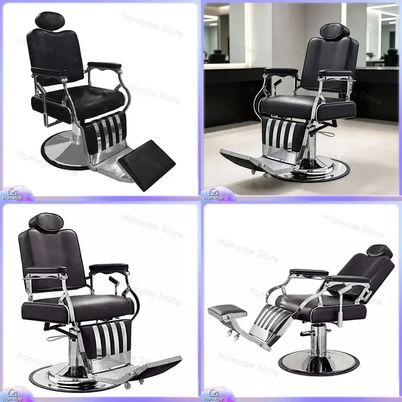 for Cross-border exclusive retro barber chair men oil head shaving chair hair salon reclining barber chair