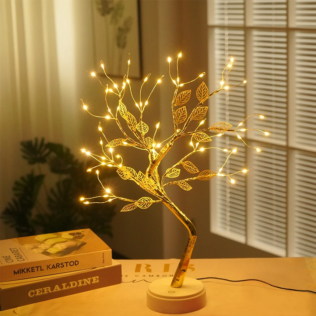 LED Copper Wire Night Light Tree Fairy Lights Home Decoration Night Lamp USB Battery Operated For Bedroom Bedside Table Lamp