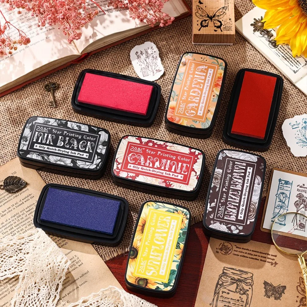 แบบพกพาหมึกที่มีสีสัน Pad รูปสี่เหลี่ยมผืนผ้าโรงเรียนอุปกรณ์เสริม Self Ink Stamp ใช้งานง่าย Inkpad สําหรับ Planner แสตมป์สมุดภาพ
