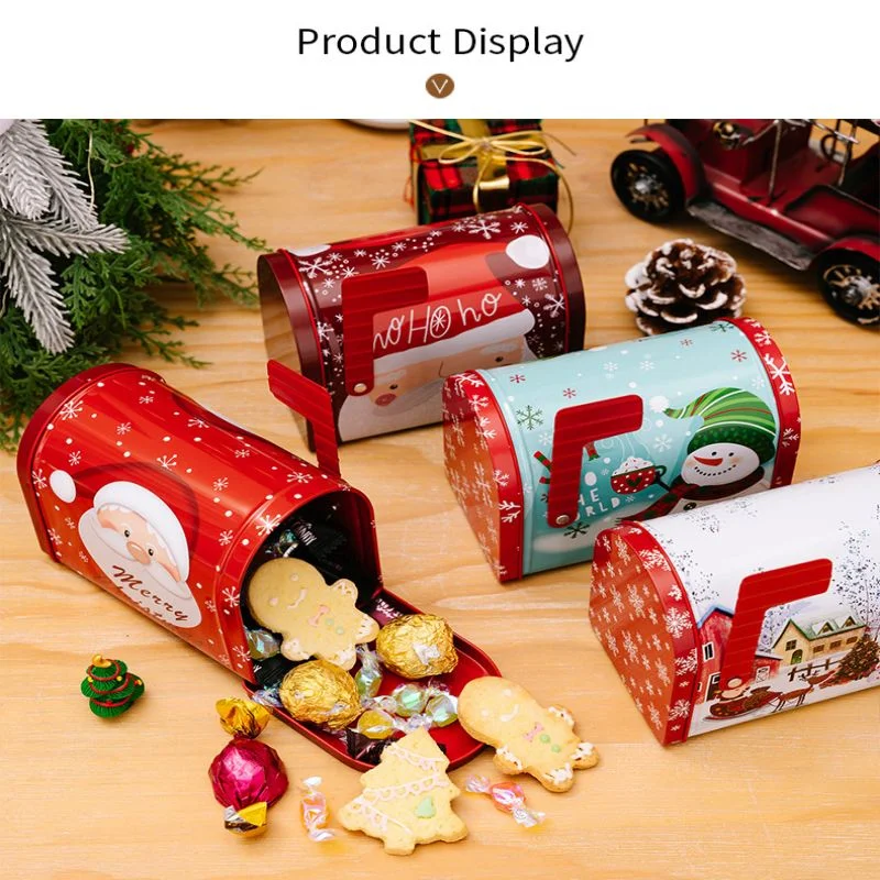 

Decorated Christmas Cookie Jar Tin Candy Box Christmas Mailbox Tinplate Box Christmas Snack Storage Tank Candy Gift Box