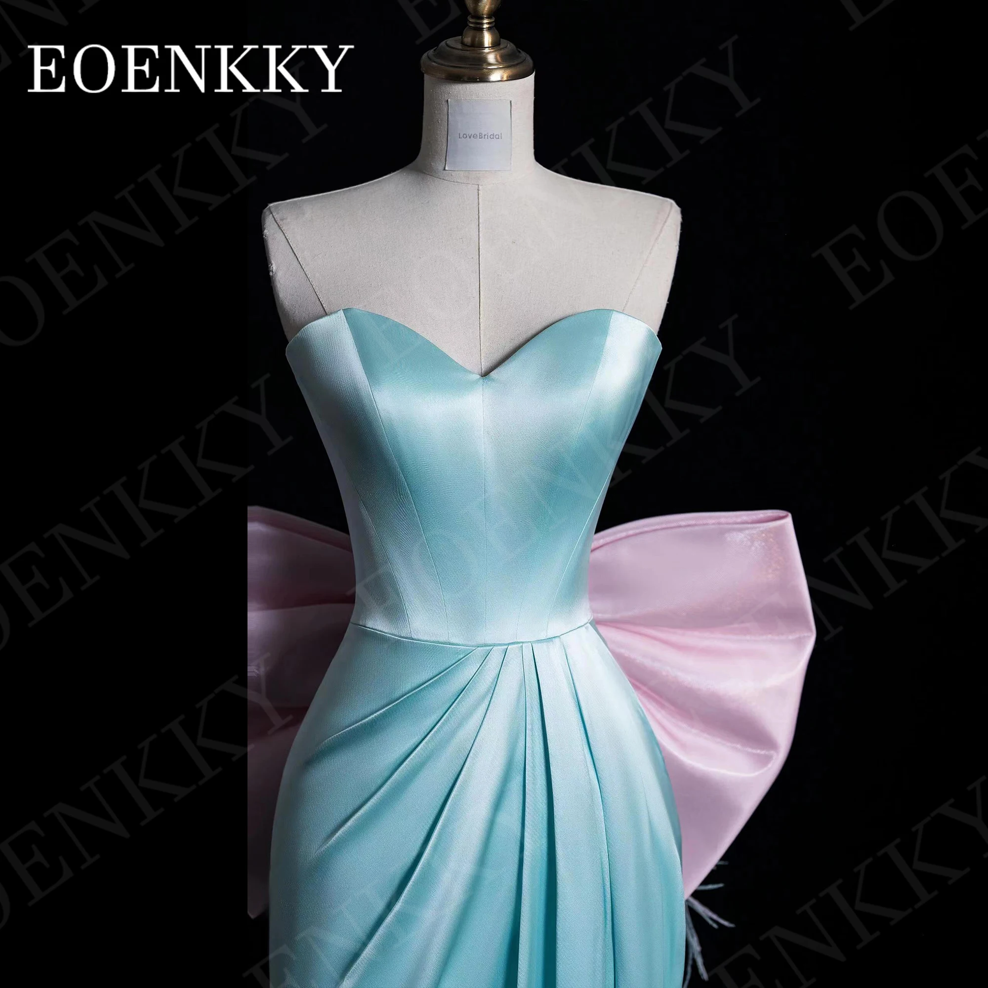 Suknie balowe o kroju syreny Elegancka wieczorowa satynowa sukienka bez ramiączek Sweetheart na specjalne okazje z kokardą Eleganckie suknie wieczorowe Mermaid Prom Party  Satynowa sukienka bez ramiączek na specja 2024