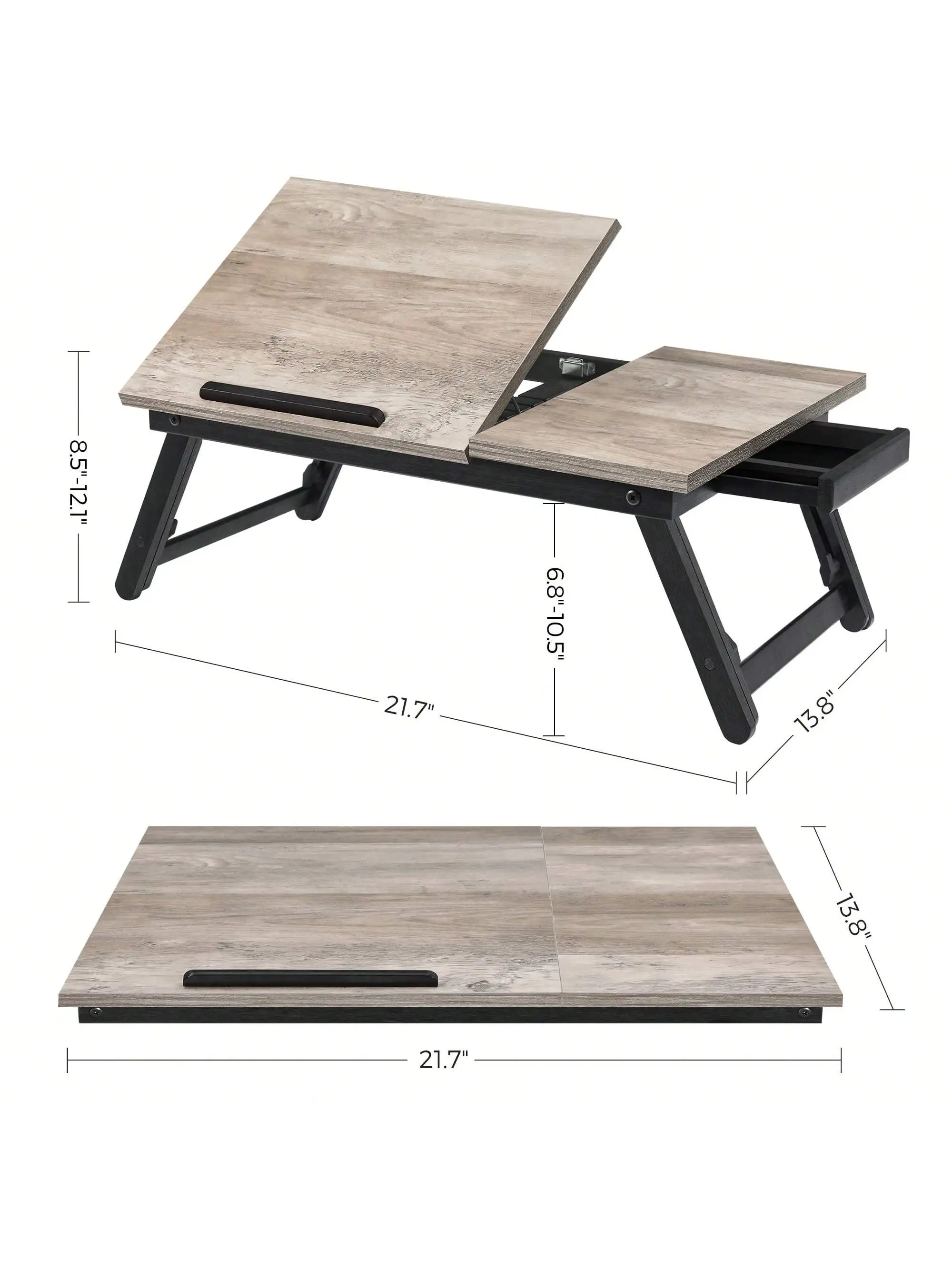 SONGMICS Laptop Desk For Bed Or Sofa With Adjustable Tilting Top, Breakfast Serving Tray With Height Adjustable Folding Legs,