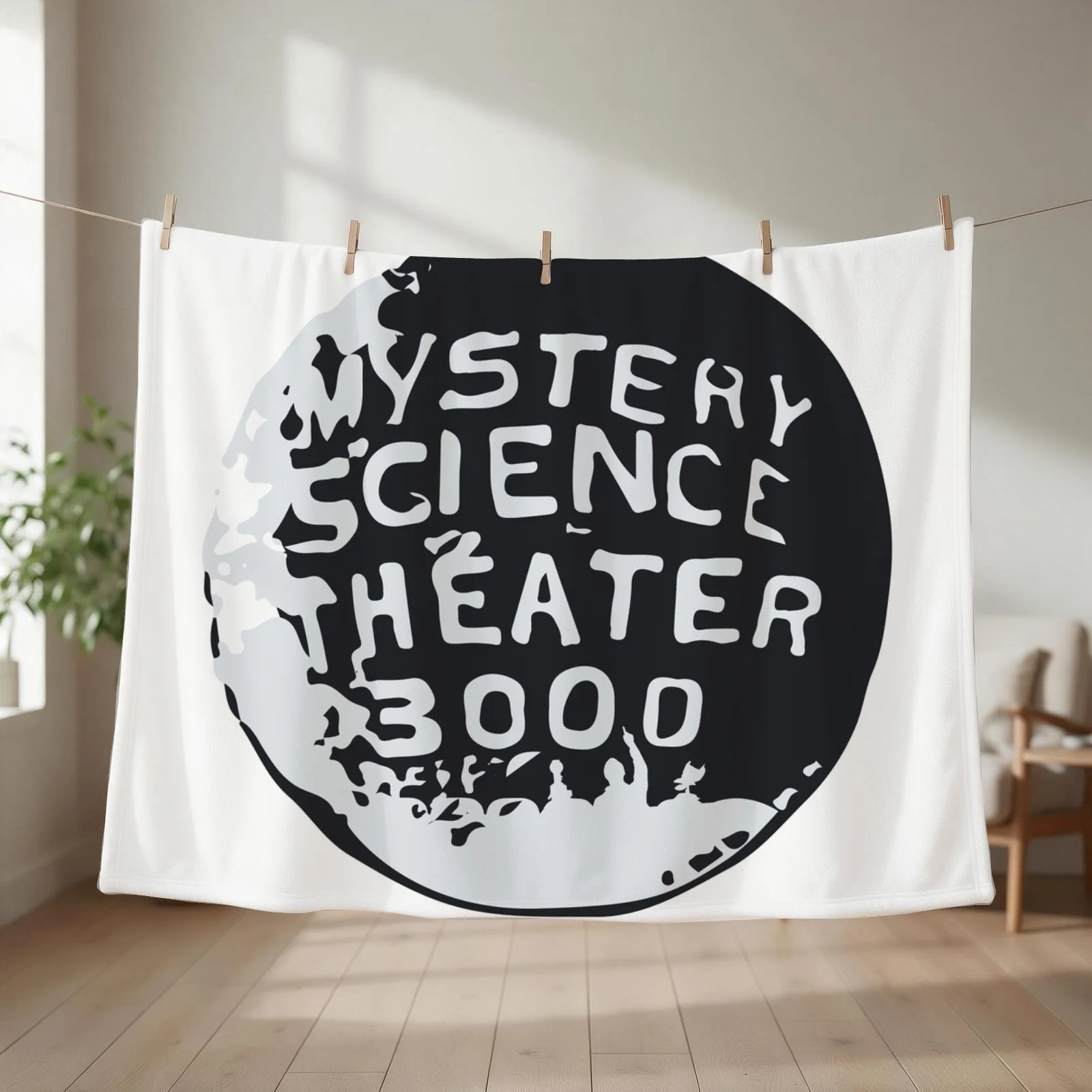 MST3K Silhouette within Globe Throw Blanket couch cozy soft plush fuzzy picnic outdoor blanket