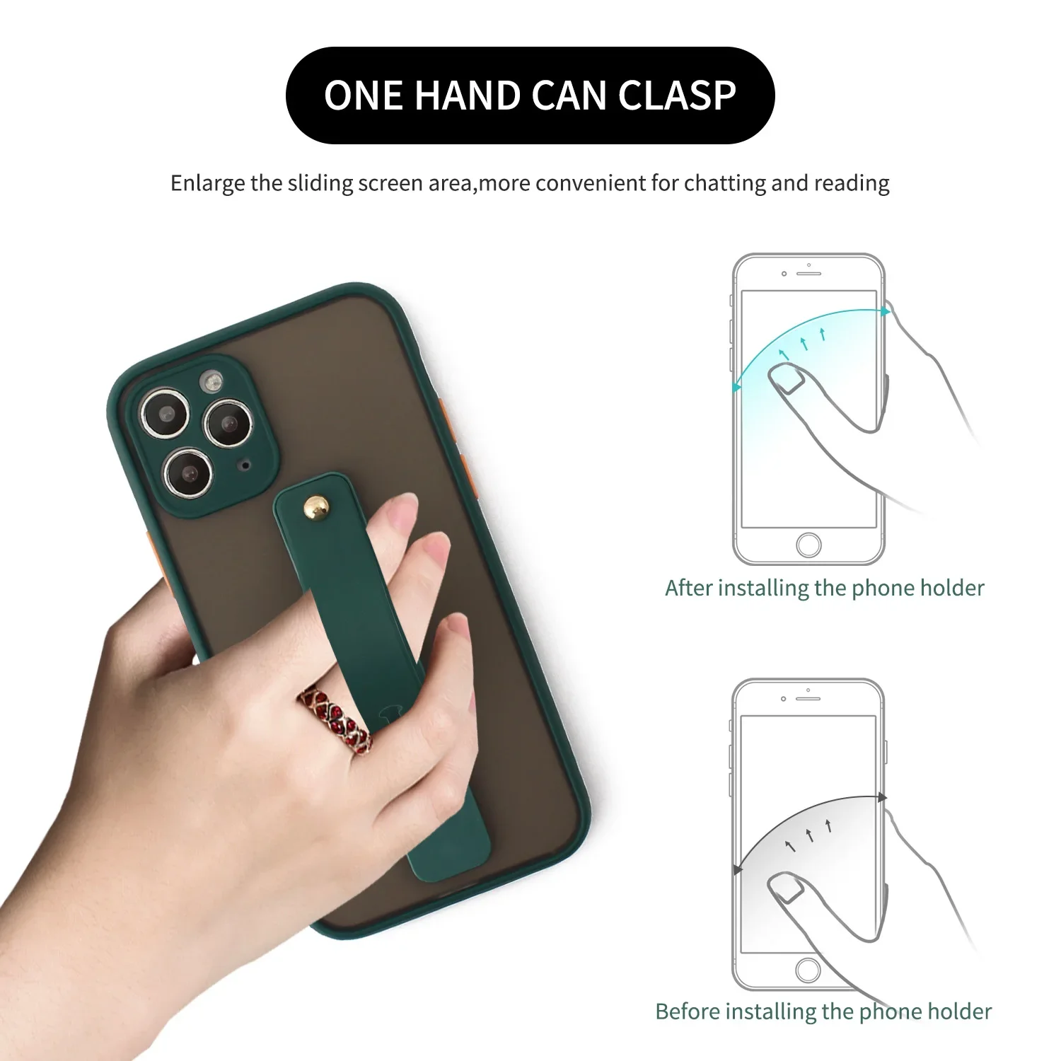 Phone Strap Grip Holder Finger Cell Phone Grip Telescopic Phone Finger Strap Stand Universal Finger Kickstand for Most Phones - view 5