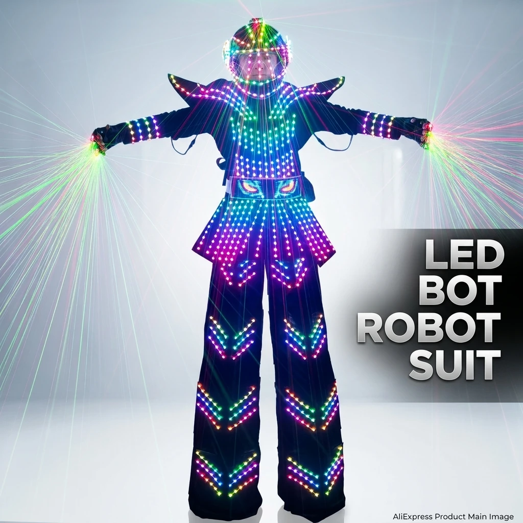Full Body RGB LED Robot Armor Suit Blazer Programmable Stilt Walker Costume Interactive Luminous Outfit For DJ Bar Stage