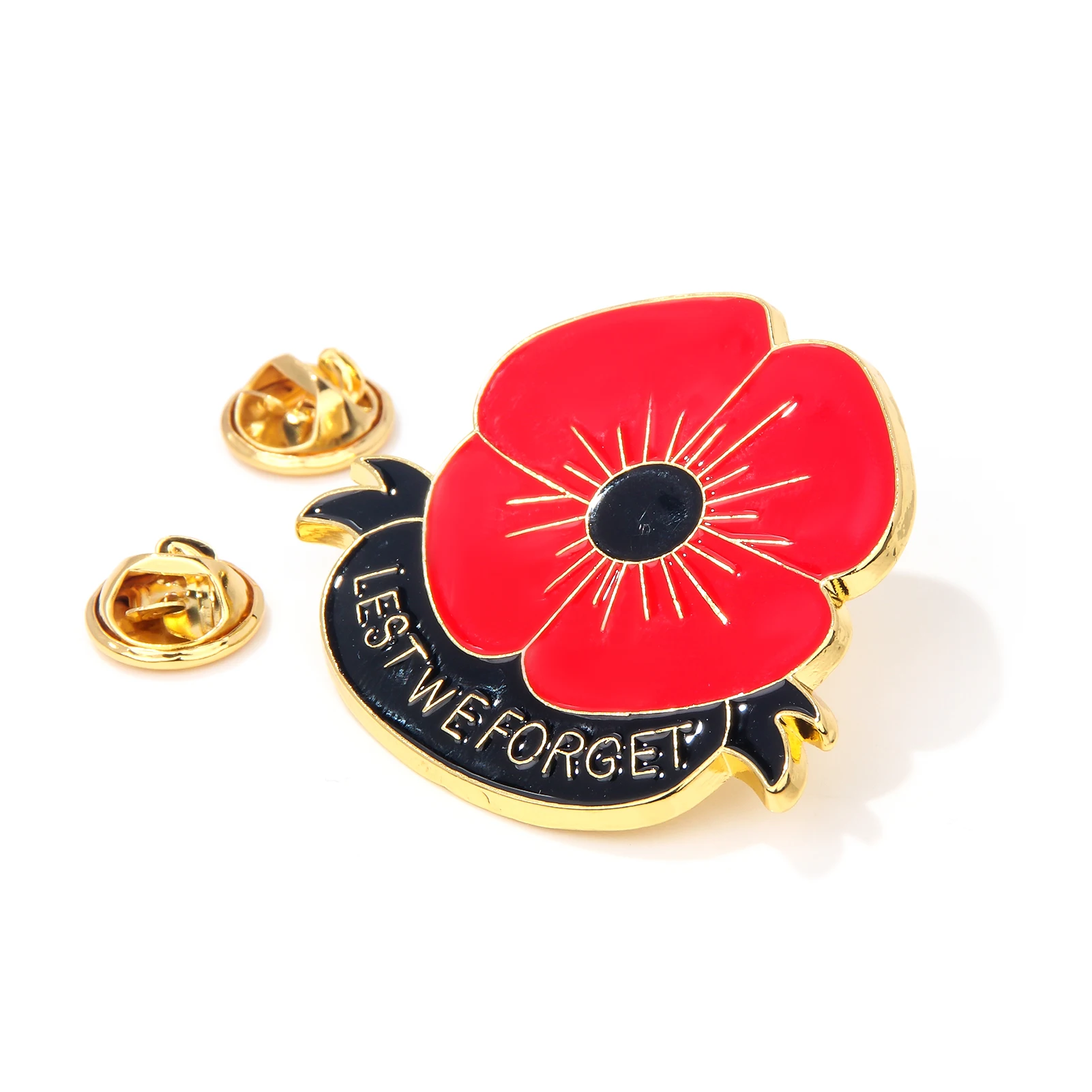 Black Red Poppy Flower Brooch to Commemorate Fallen Soldiers Lest We Forget Poppy Day Brooches for Women Men Lapel Pin Jewelry