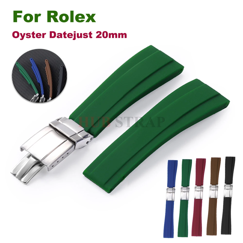 20mm Silicone Watchband for Rolex Oyster Datejust Daytona Submariner GMT Submariner Straight Interface Watch Strap Accessories
