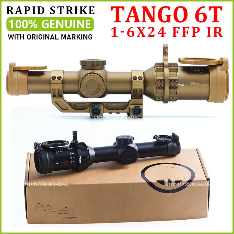 

Оригинальный прицел TANGO6T 1-6x24 мм FFP IR FDE/BLACK с подсветкой прицельной сетки DWLR6, 30-мм трубка, кольца для крепления ALPHA, крепление Picatinny