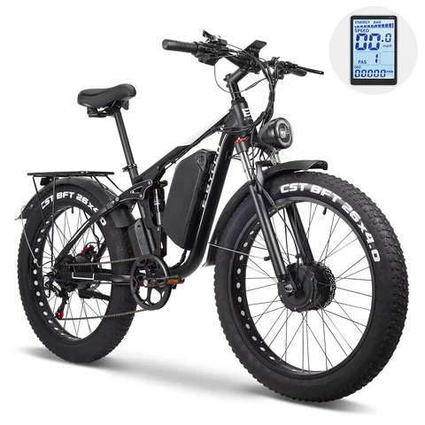 5000W PEAK EB7 PRO Dual Motor Ebike 52V32AH Lithium Battery Double suspension All Terrain 26*4.0 Inch Fat Tire aldult Bicycle