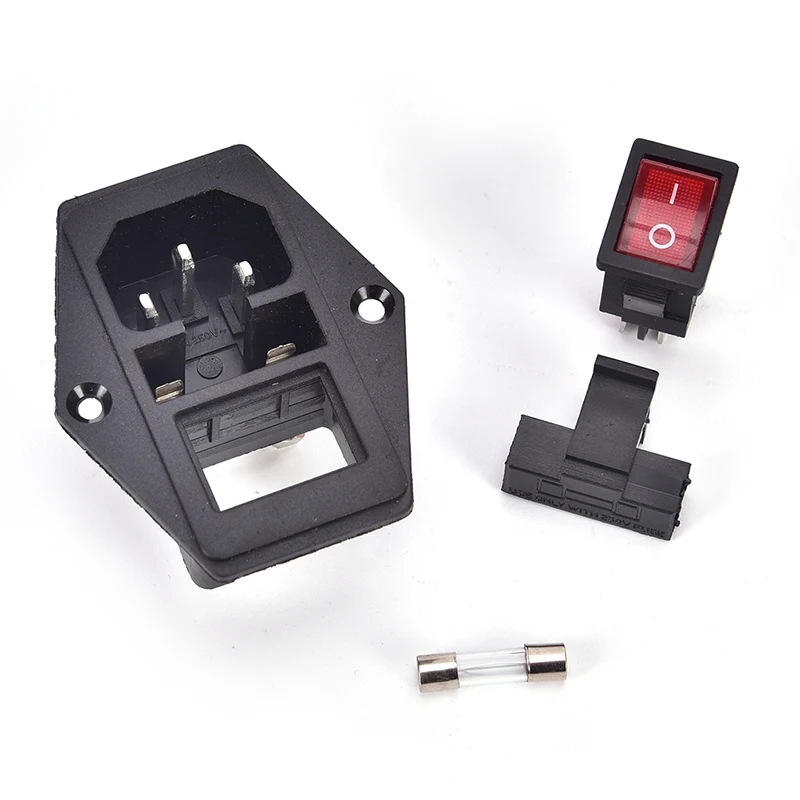 

New NEW 3 Pin AC Inlet Male Plug Power Socket With Fuse Switch 10A 250V