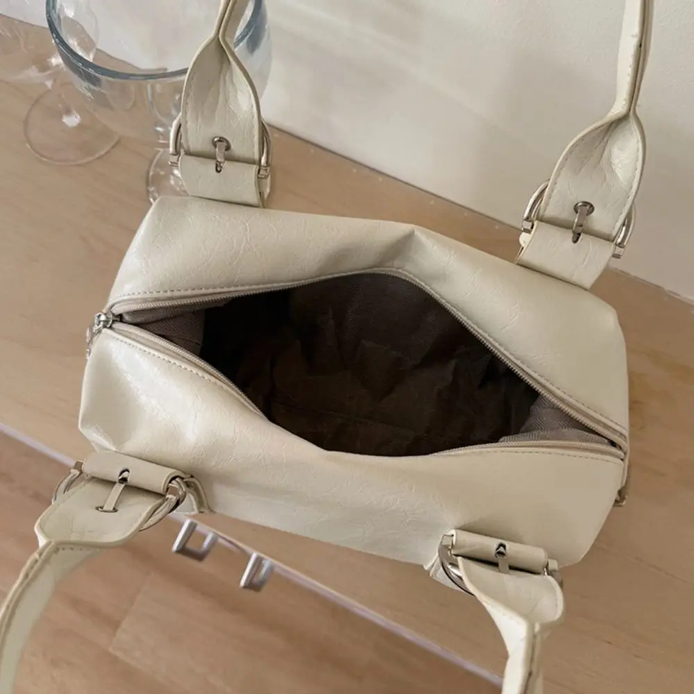 Simple Y2K Retro Rivet Shoulder Bag Spicy Girl Pu Leather Motorcycle Bag Korean Fashion Tote Bag Girls