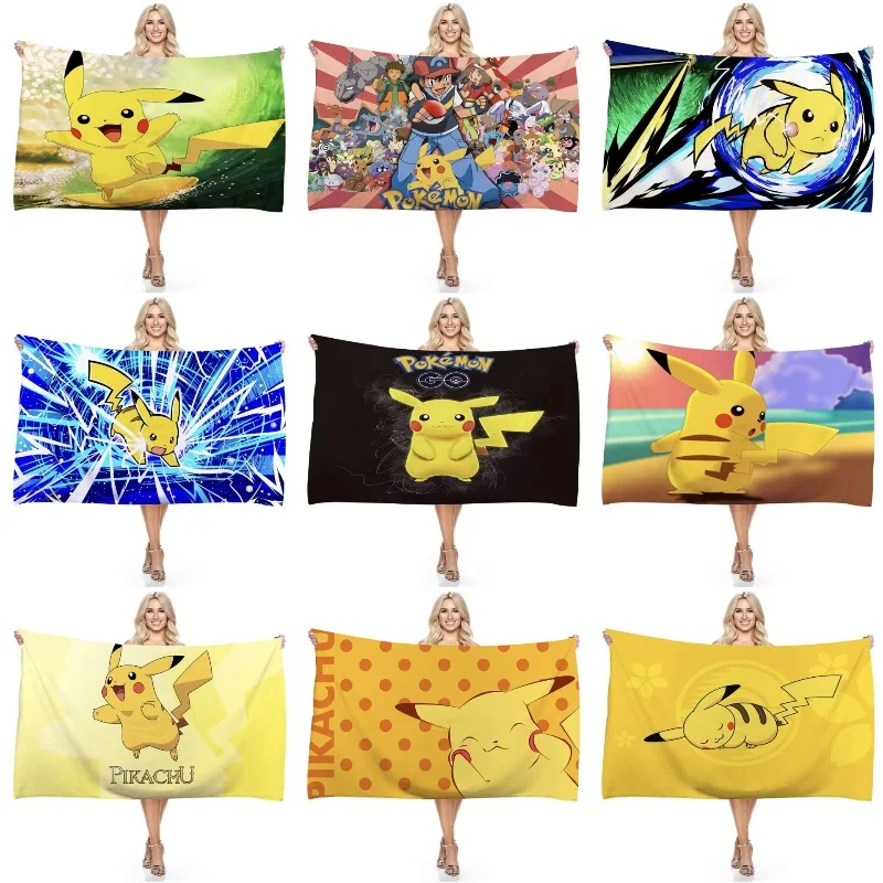 Hot Cartoon Pokemon Beach Towel Anime Pikachu Summer Towels Bathroom Swim Bath Towel Christmas Towels Travel Beach Towel Gift