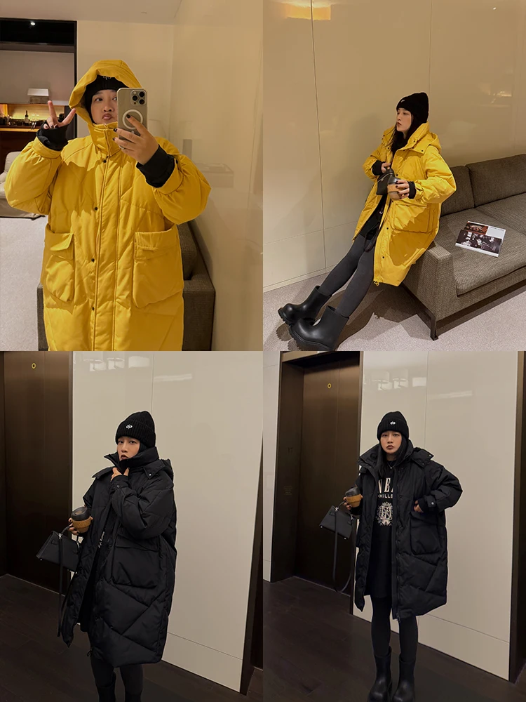 

Женская зимняя куртка-парка больших размеров с пуховым наполнителем, утепленная, прямоугольного кроя, свободного силуэта