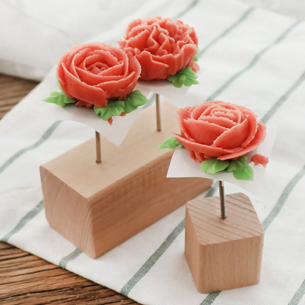 

2 Pcs Mounting Base Dining Room Table Decor Wooden Decorating Nail Baking Flower Accessory Tool Placement