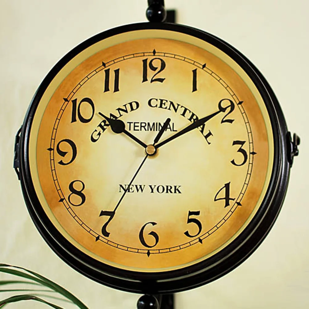 Vintage Double Sided Wall Clock Iron Silent Quiet Wall Clock Clock Decorative Double Faced Wall Clocks