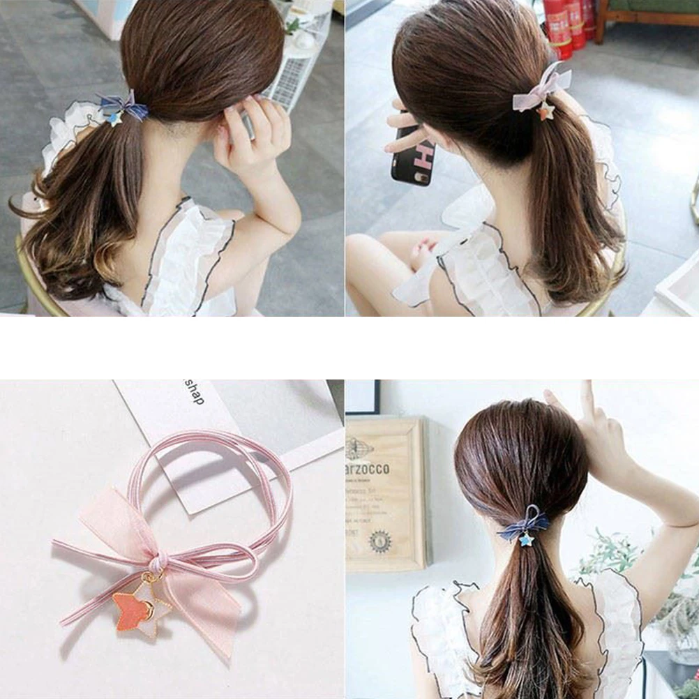 

10PCS Star Hair Ties High Elasticity Beading Ropes Fashion Ponytail Holders Ideal Daily Wear Stylish Gifts Girls Women