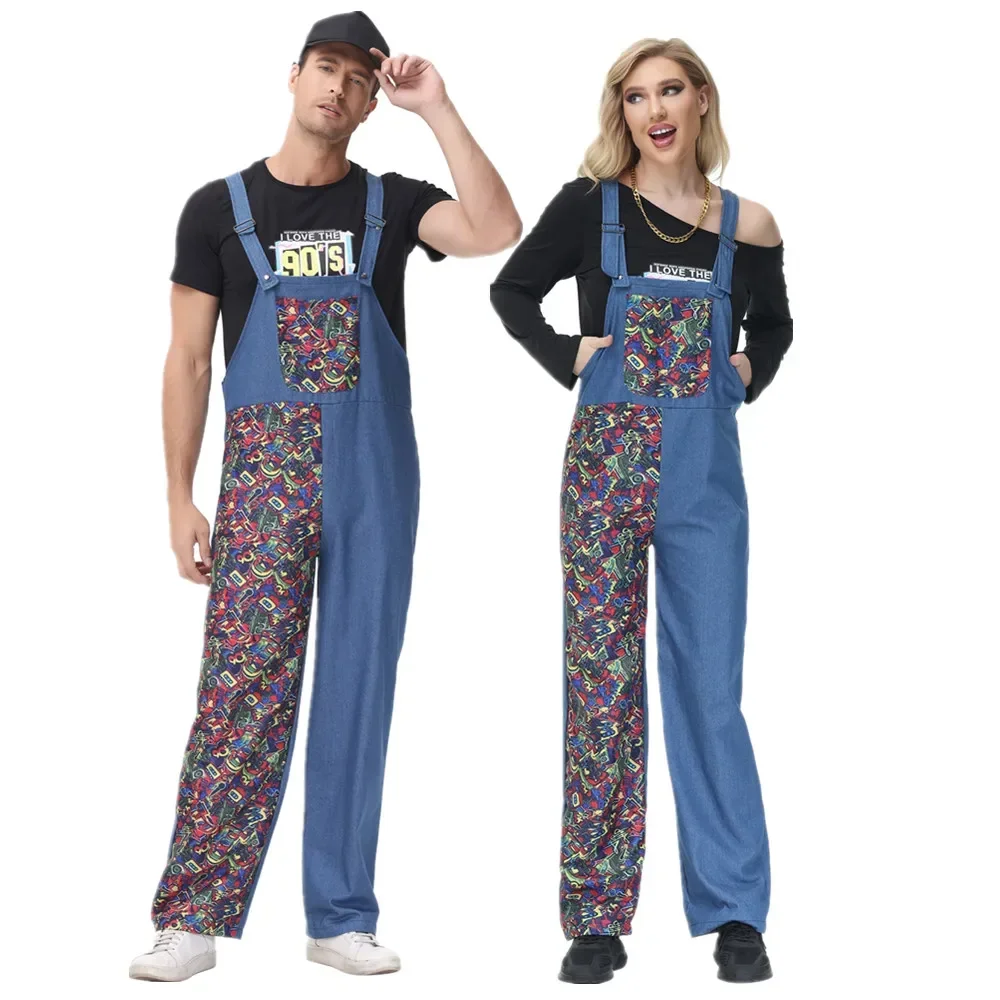 Paar Hippie Podiumkostuums Jaren 80 Hiphop Zangeres Disco Cosplay Podiumvoorstelling Mannen Vrouwen Verkleedkleding