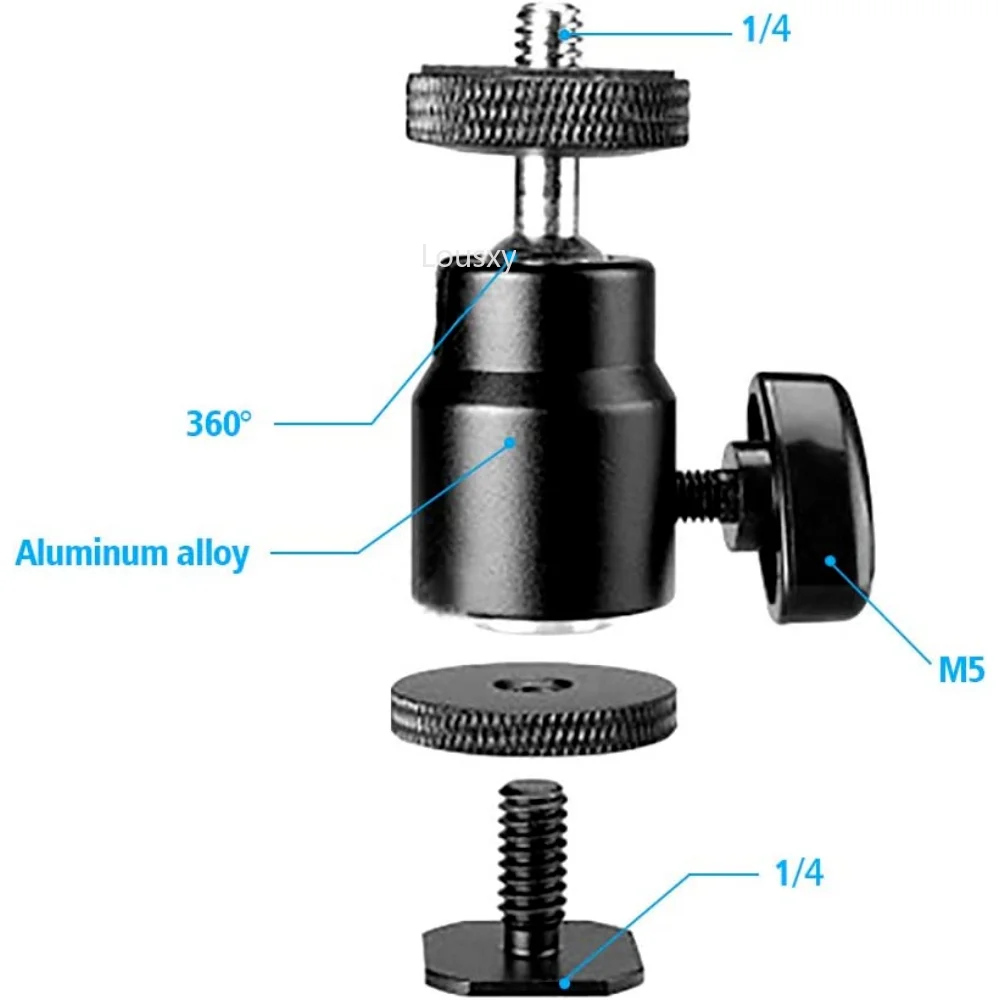 CNC Metal Super Clamp with 360° Mini Ball Head Quick Release Clamp Bracket Tripod Mount 1/4 Screw Clip for DSLR Camera Gopro