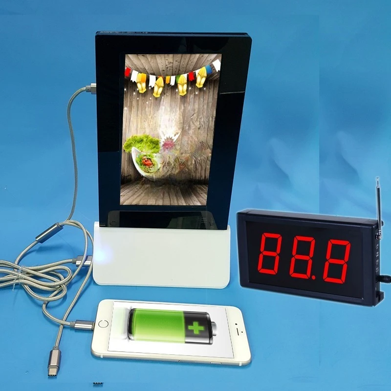Restaurant Sharing Mobile Phone Charging Beeper Free Ordering Software 7-inch Video Advertising Machine Can Be Charged