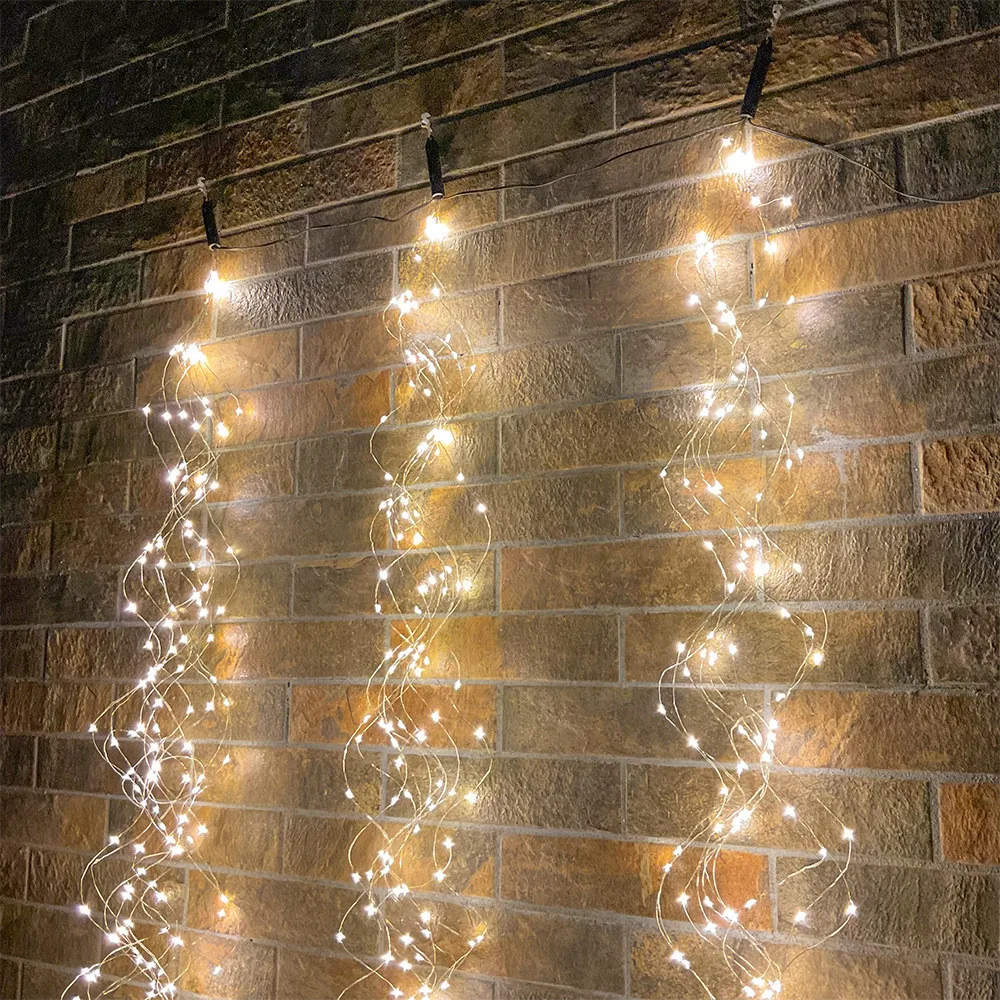 EU/US Plug Garden Light Tree Vines Copper Wire String 200 LED Gypsophila Fairy Holiday Christmas Party Garland Icicle LED String