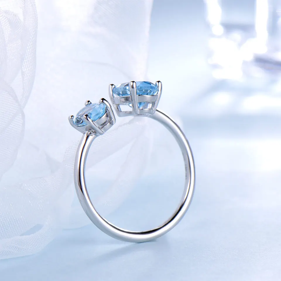 

Blue Sky Topaz Ring Oval Opening Rings for Women 925 Sterling Silver Ring Birthday Gift New 2025
