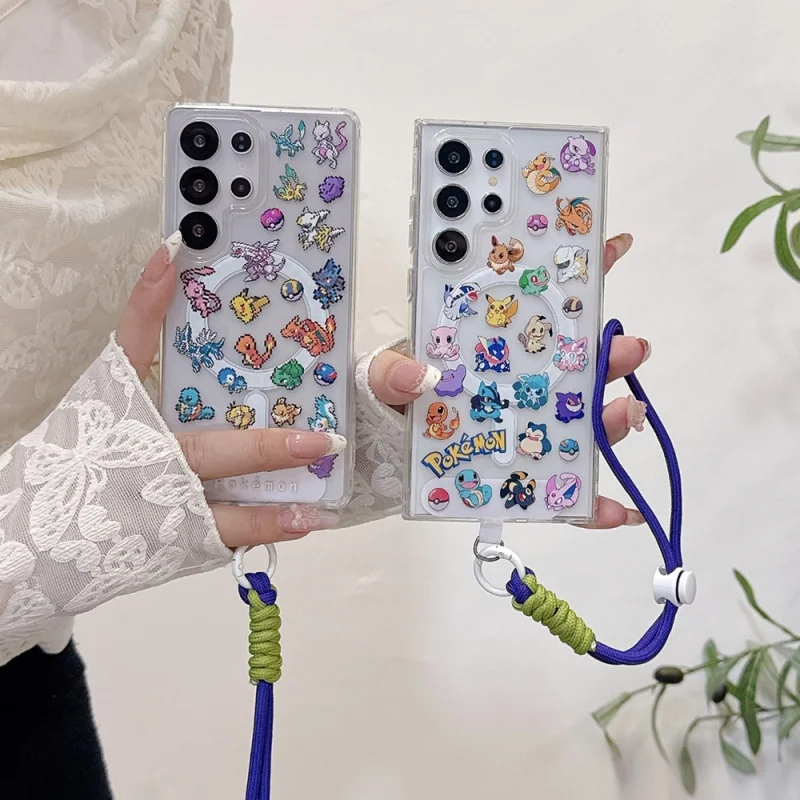 Funda de teléfono con carga inalámbrica magnética Pocket Monster para Samsung Galaxy S 25 24 23 Ultra Puls A55 A15 A35 A26 A36 A56
