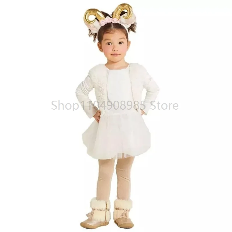 

Animal Theme Book Week Mountain Goat Outfit Cosplay Girl Stage Performance Dress Up Sheep Costume for Children