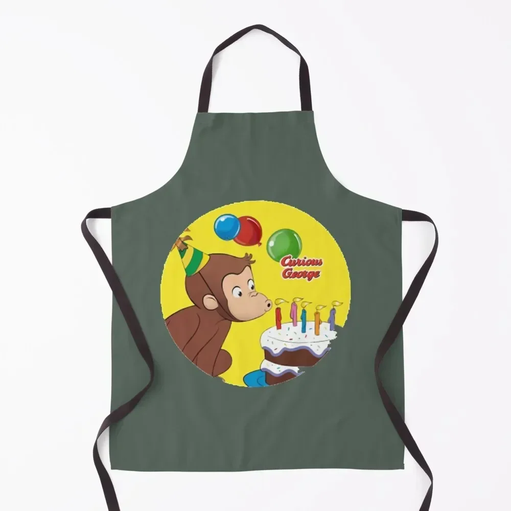 Curious George Apron Womens Dresses with personal logo Men kitchen Kitchen For Men Apron