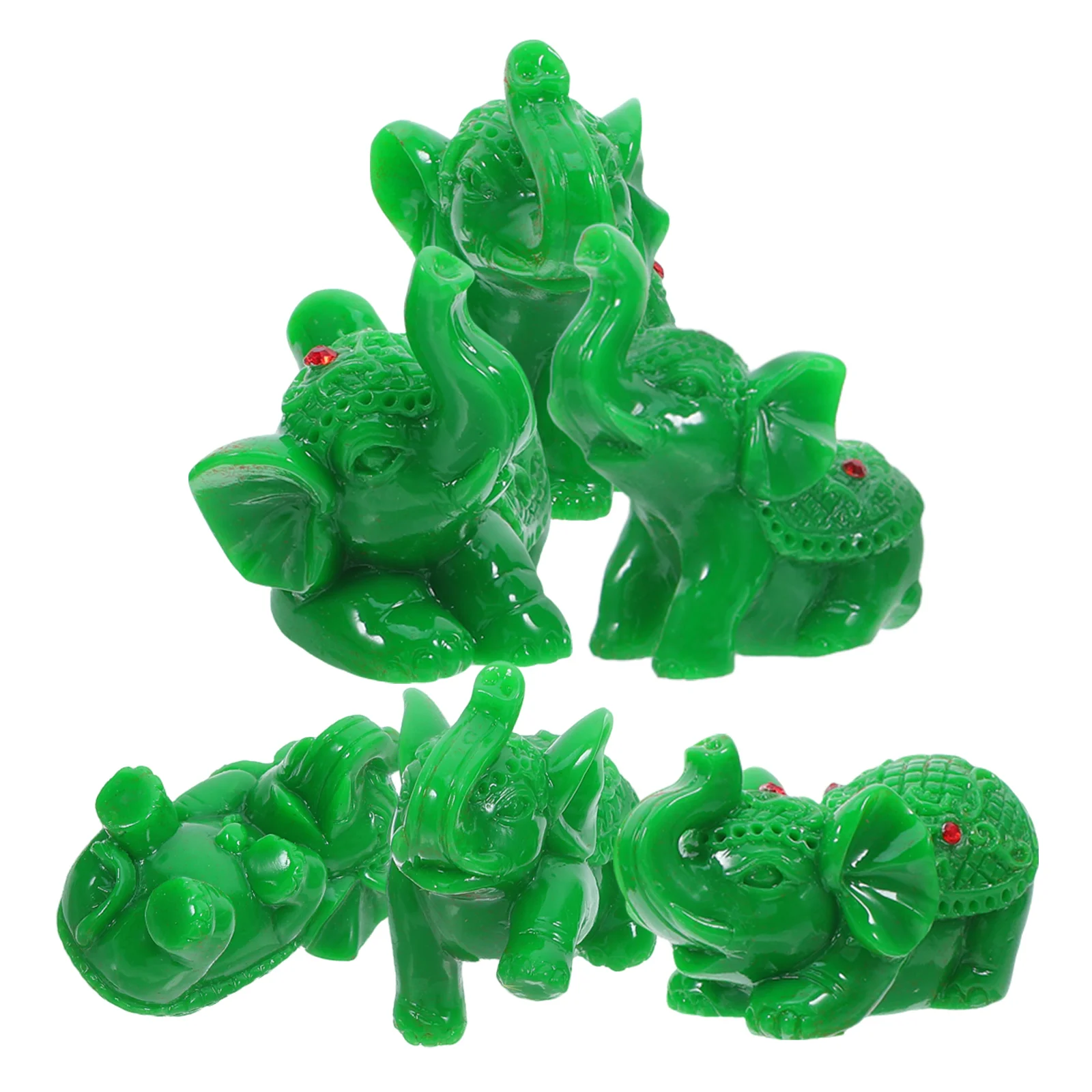 

6pcs Resin Elephant Statue Small Figurines Decor for Living Room Bedroom Shelves Coffee Table Office Gift Feng Shui