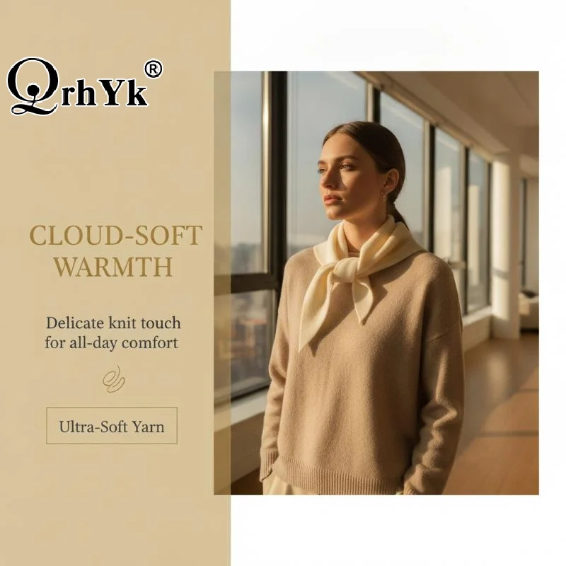 Soft Knitted Triangle Neck Scarf Warm Breathable Fabric For Fall Winter Daily Wear Commute Casual Outings