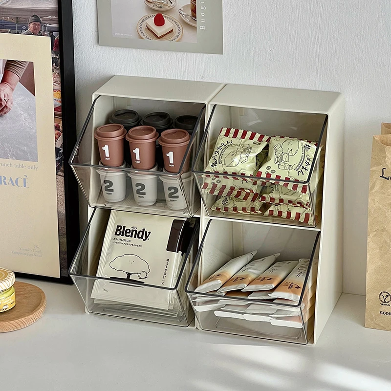 Ins Coffee Capsule Storage Box Dustproof Coffee Tea Bag Organizer Desktop Sundries Organizer Stationery Cosmetics Storage Shelf