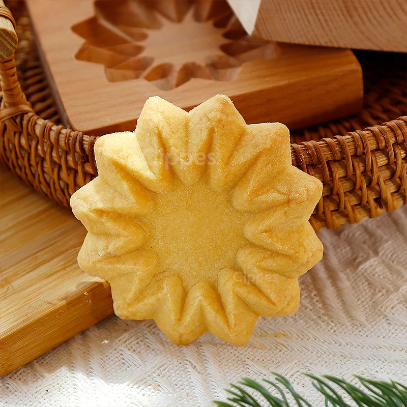 3D Wooden Cookie Cutter Moulds for DIY Baking, Engraved Embossed Biscuit Molds, for Gingerbread Fondant Christmas Baking Molds
