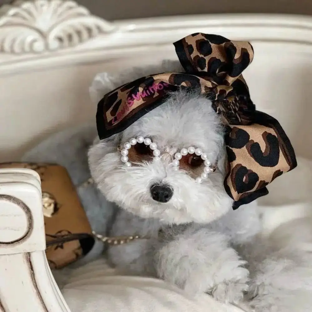 Cat Sunglasses Pearl Glaesses Dog Headwear Products Photos Props Pet Supplies