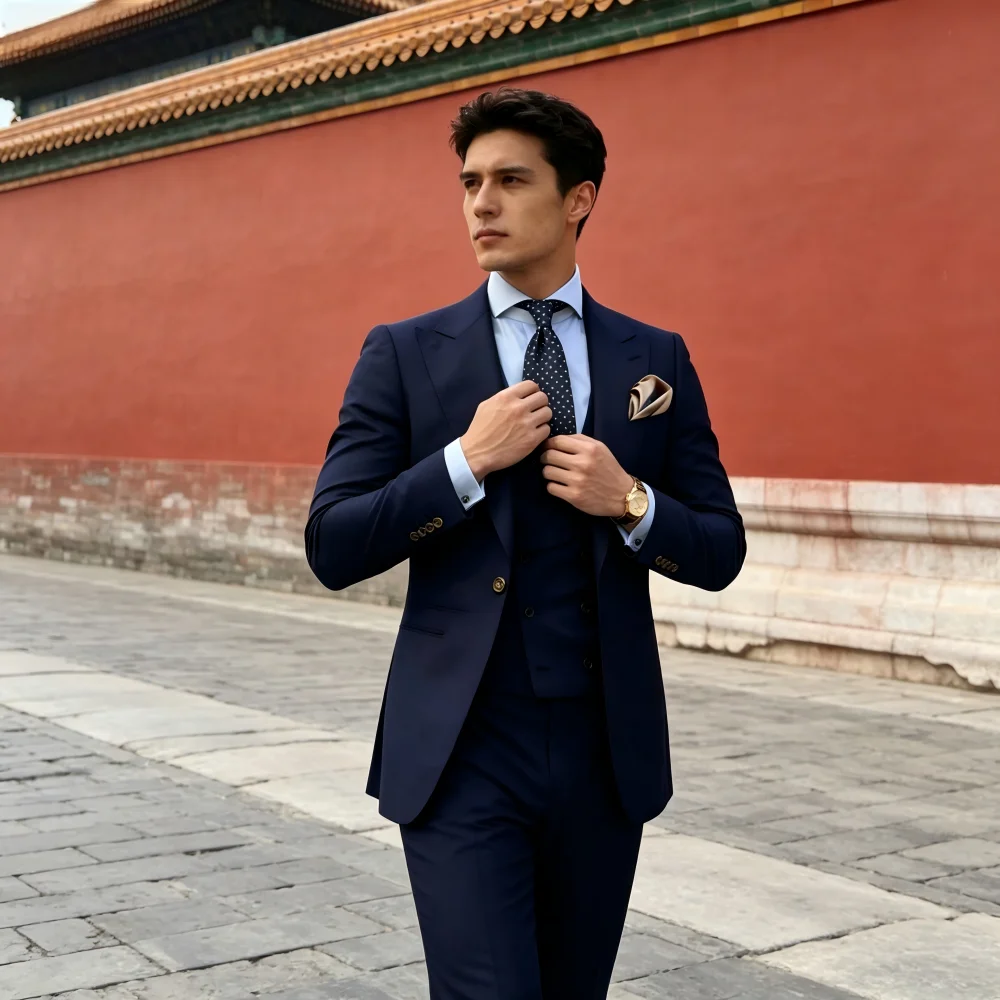 

Men's Multicolor 3-Piece Tuxedo Set with Jacket Vest And Pants for Wedding Formal Business Suit for Men