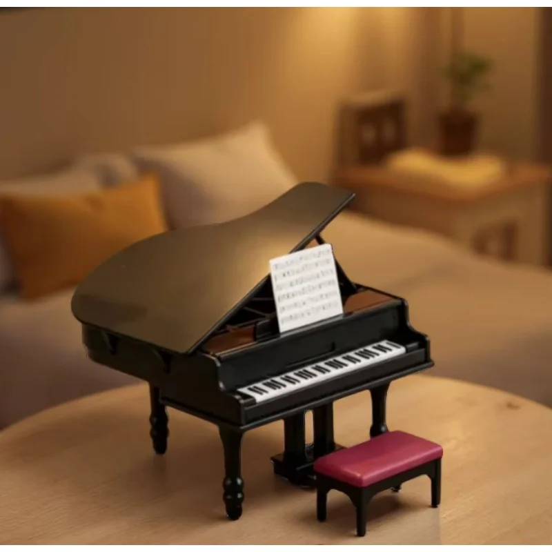 1PC Mini Upright Grand Piano Dollhouse Furniture Model Simulation Decorative Miniature for Dollhouses Shooting Props