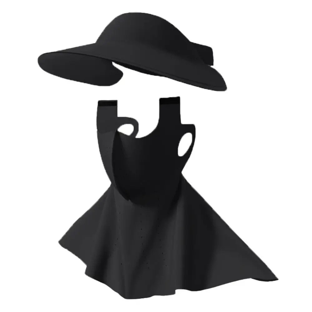 

UV Protection Sunscreen Face Cover Dustproof Visor Hat Ice Silk Mask Wide Brimmed Hat Solid Color UV Protection Veil Hiking