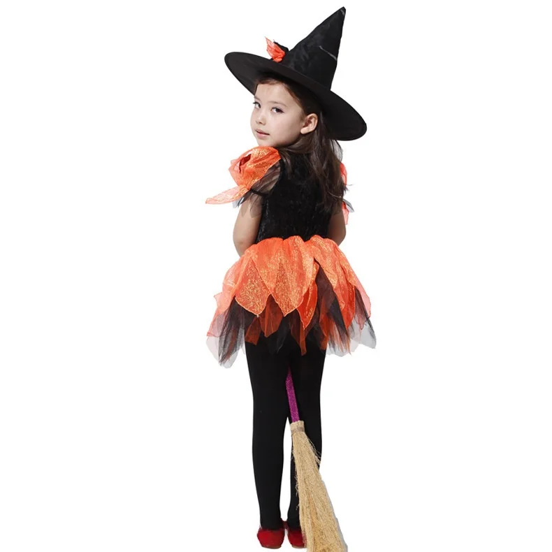 زي تنكري لحفلات الهالوين على شكل ساحرة، فستان تنكري للأطفال، زي تقليدي على طراز الهانفو للعروض المسرحية #3