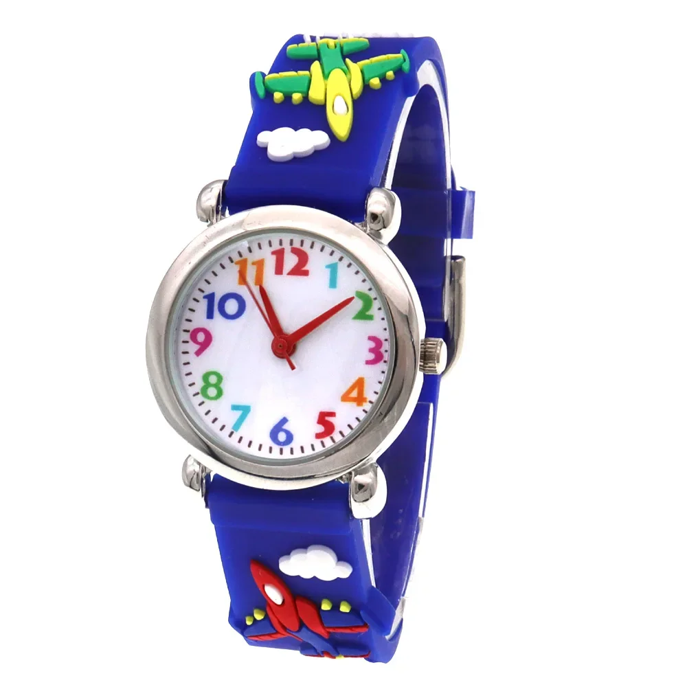 Jam tangan anak laki-laki perempuan, jam tangan anak perempuan kartun imut, jam Quartz mode sekolah, hadiah tali silikon