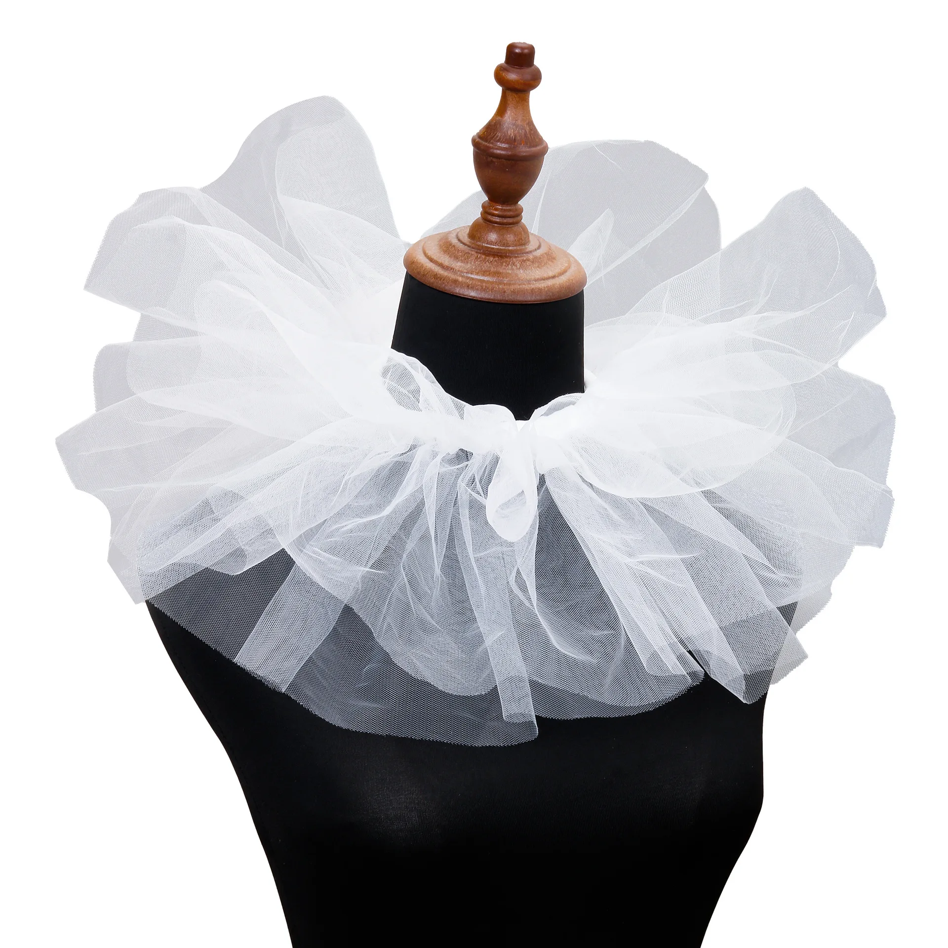 Vintage Neck Ruff Collar Victorian Ruffled Puff Mesh Fake Collar Clown Cosplay Stage Costume Party Photography Accessories