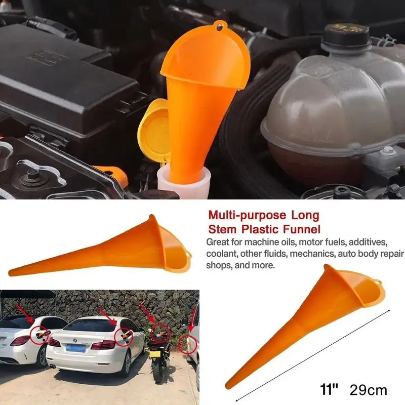 Long Neck Plastic Oil Funnel, Anti-splash Engine Oil Refilling Tool for Car Truck, Portable Fuel Liquid Transfer Funnel Auto Acc