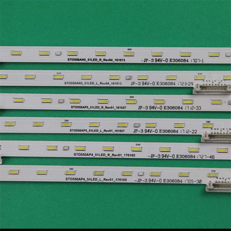 2 Buah/Set Kit LED Bar Iluminasi TV STO550AP4 AP5_51LED_L R_Rev01_170105 Strip Lampu Latar STO550AN5_51LED_L R_Rev04_161013