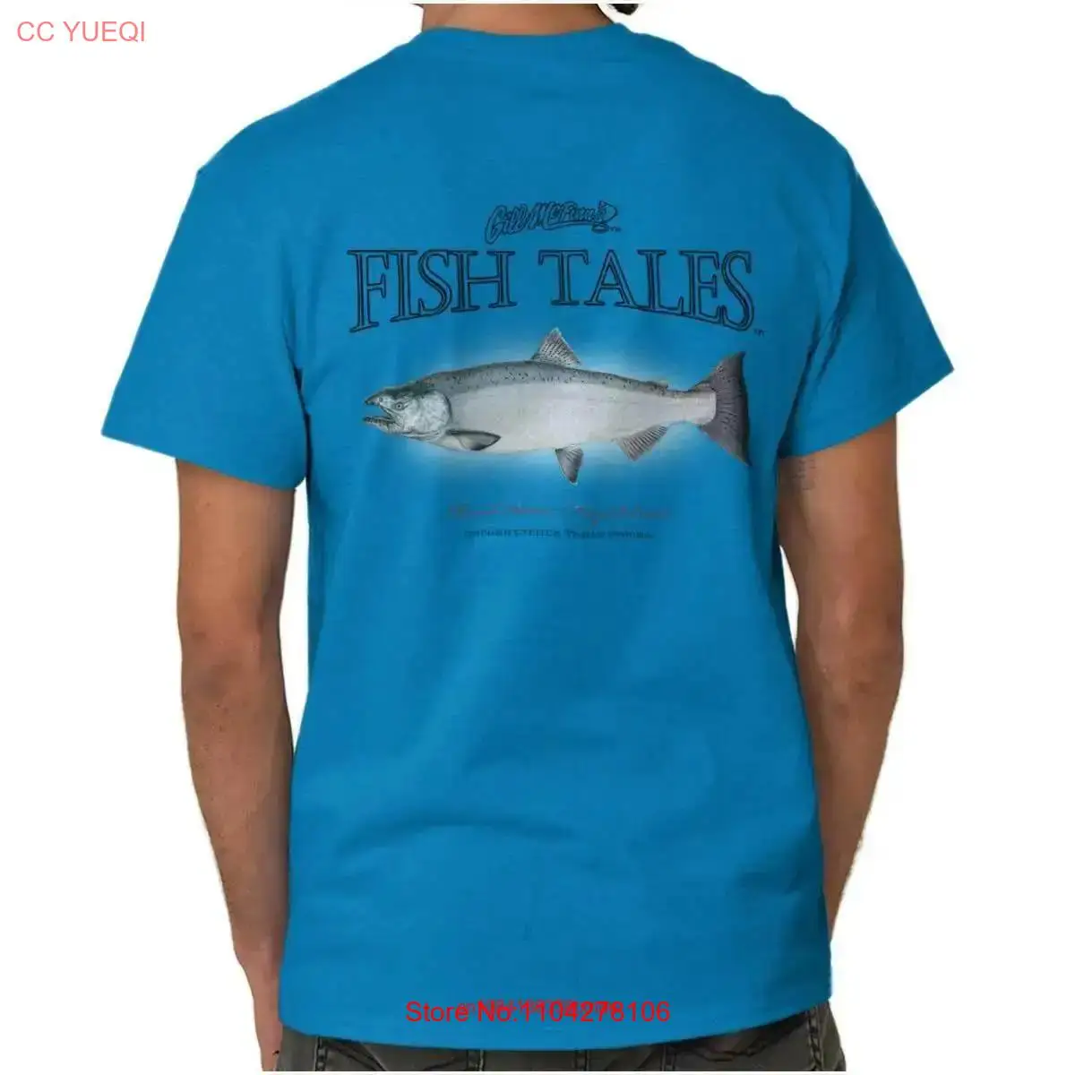 Gill McFinns Chinook Salmon Lake Fishing Womens or Mens Crewneck T Shirt long or short sleeves