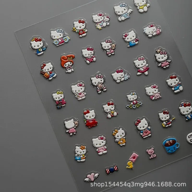 

Kawaii Hell Kitty Kuromi Cartoon Nail Stickers 5D Relief Girls Decoration Cup Mobile Phone Case Sticker Decal Kids Birthday Gift