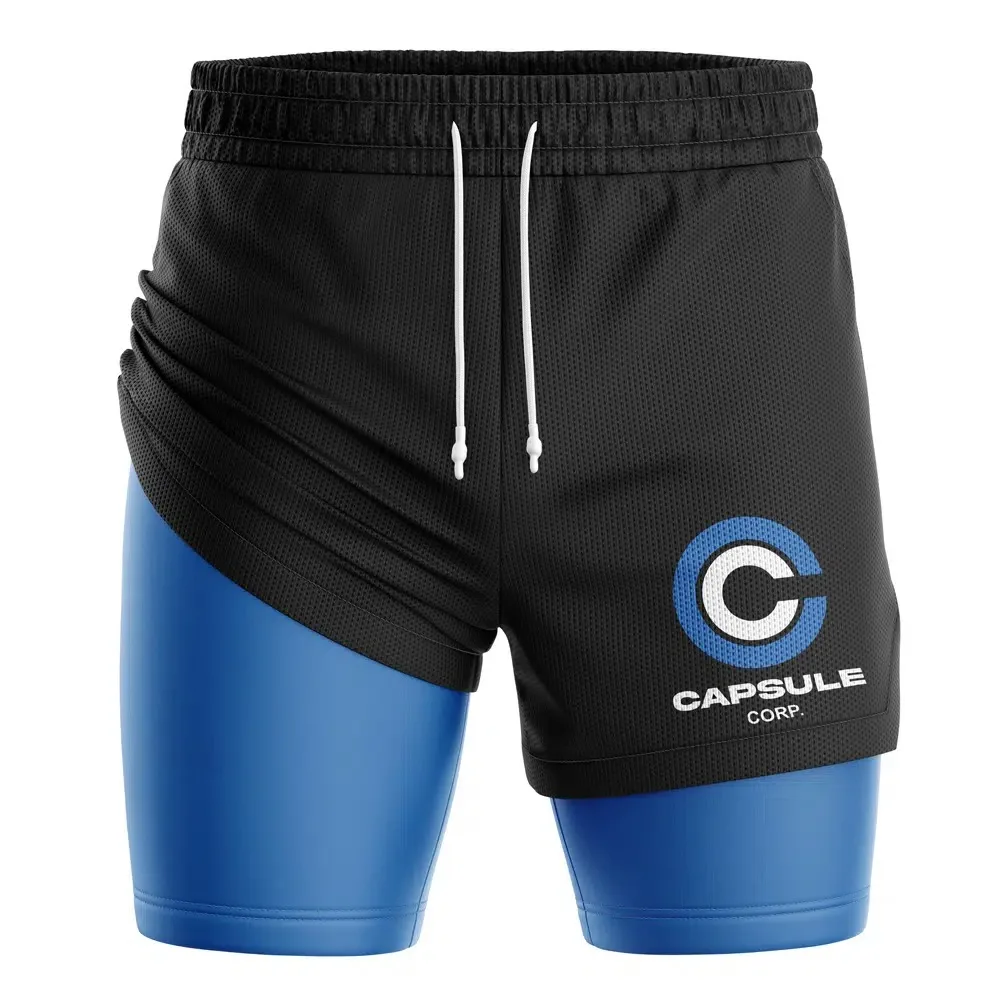 2026 Summer Dragon Ball Z Capsule Corp 2-in-1 Double Layer Gym Shorts, Oversized Men's Fitness Shorts, Retro Streetwear Unisex view 2