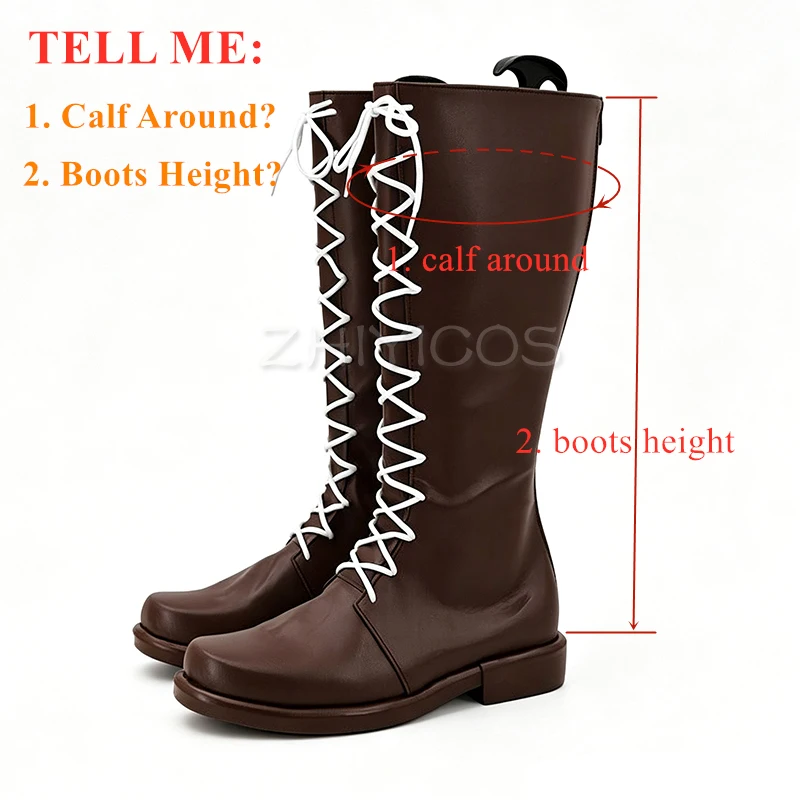 Anime Sousou no Frieren Stark Cosplay Shoes Frieren Beyond Journey's End Cosplay Brown Lace Up Knee High Boots Carnival Footwear