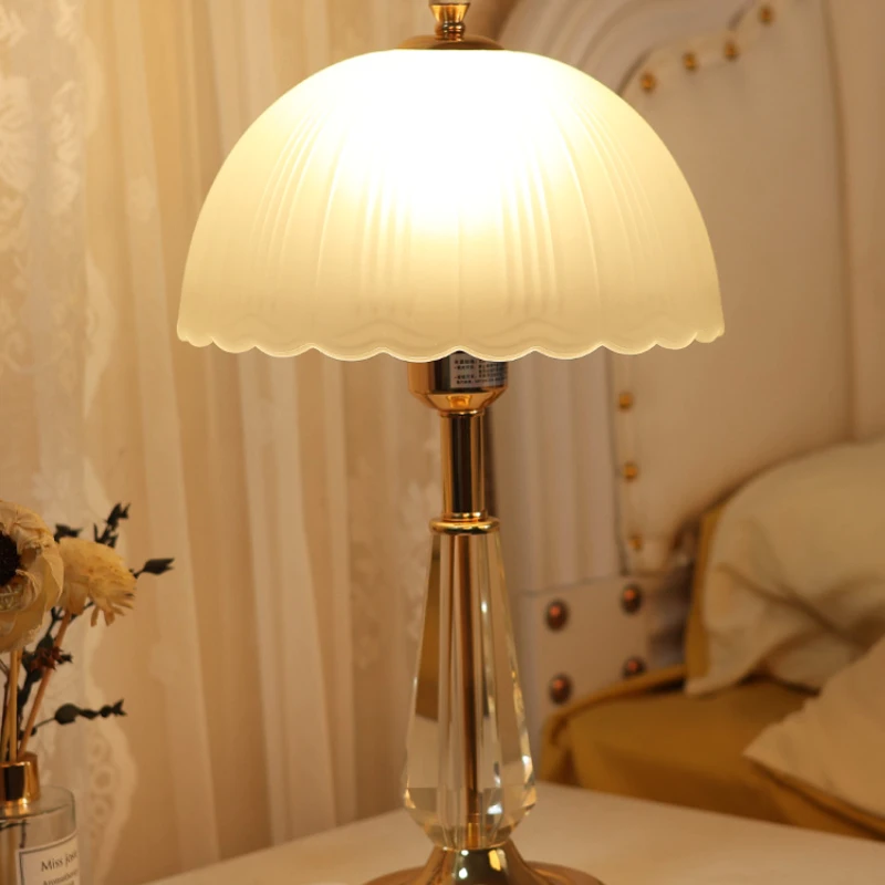 Simple creative wedding ever-burning lamp glass crystal decoration charging touch master bedroom table lamp