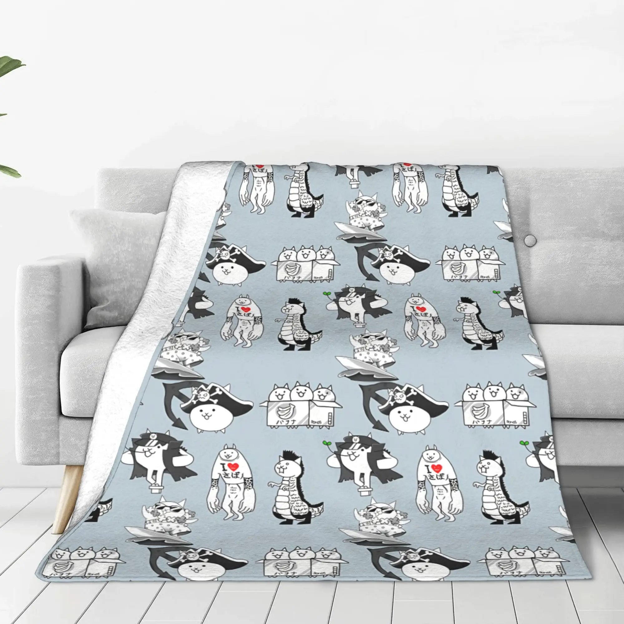 1PC Minimal Round Face Critter  The Battle Cats Home Room Decorations Winter Blankets For Adults Bedding Home Interior Sofa Knee